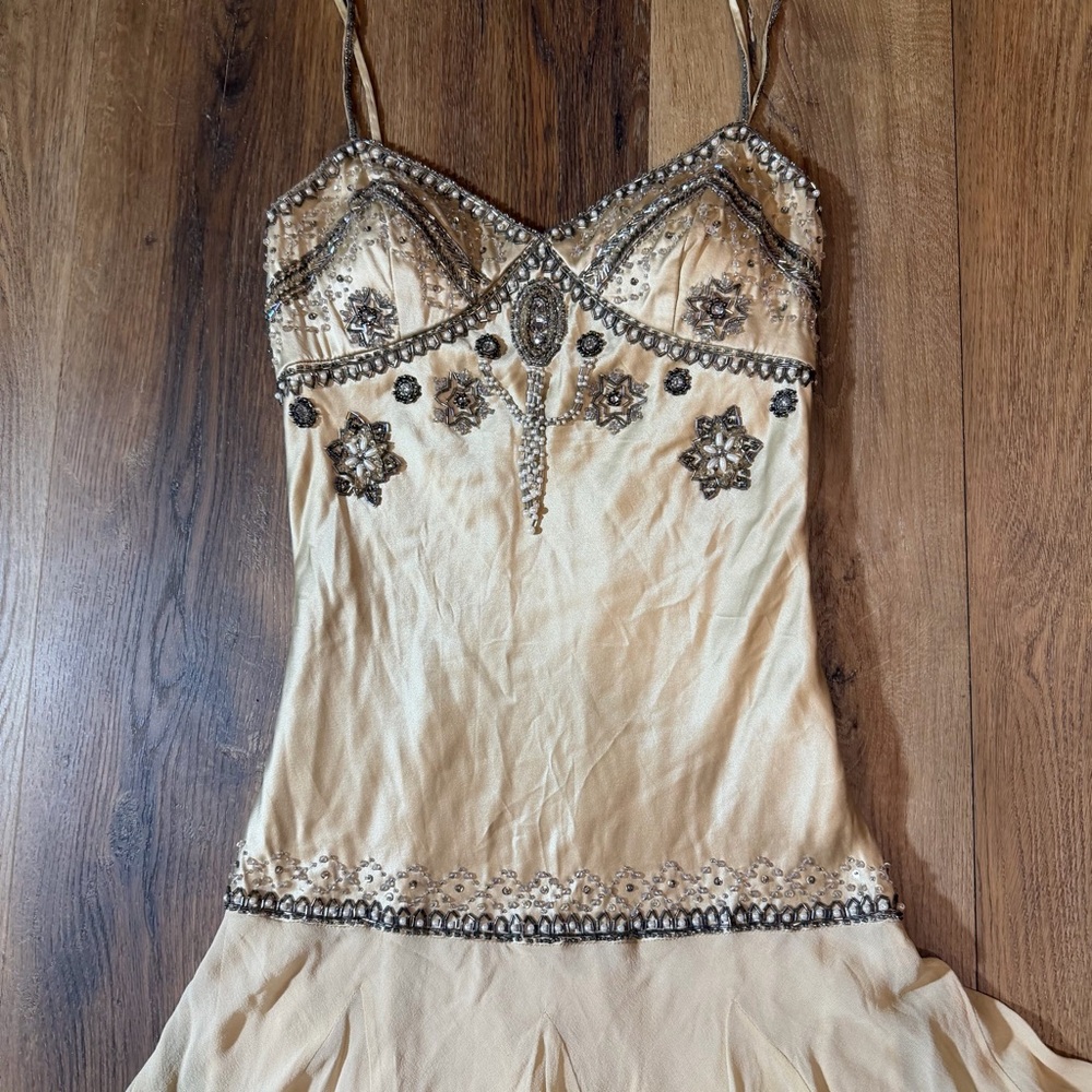Vintage 100% Silk Beaded Dress Vintage Beaded Dress Y2K Sue Wong Dress Fairy - Picture 8 of 17